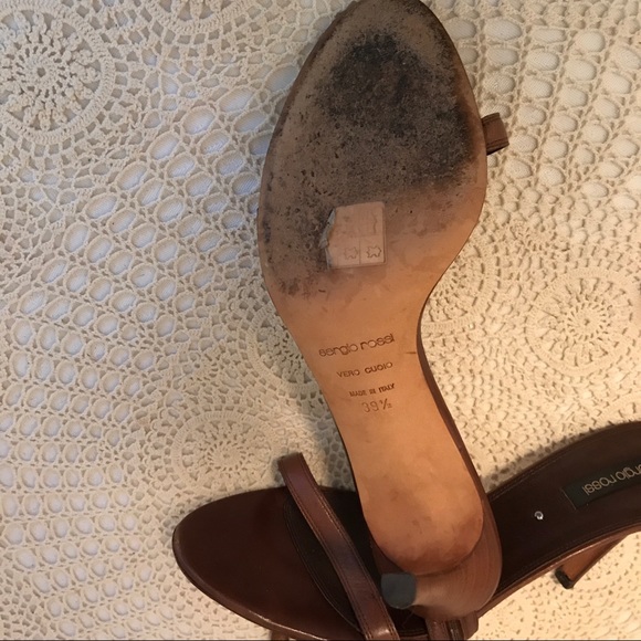 Sergio Rossi beaded ankle strap wrap front slip on heels/sandals - Picture 8 of 8